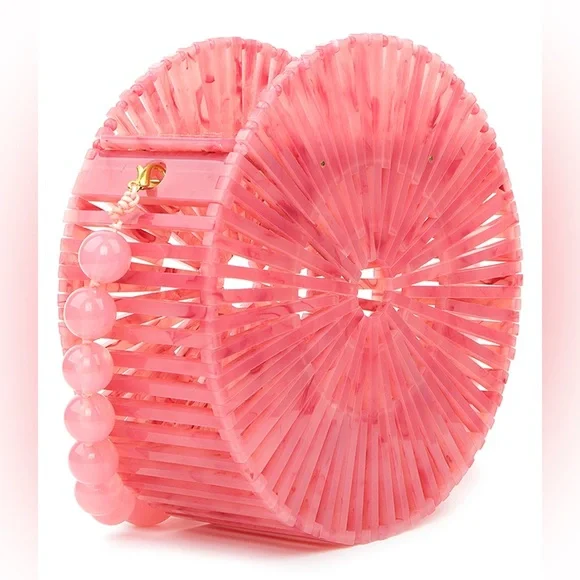 Cult Gaia Acrylic Luna Shoulder Bag in Cherry Quartz, NWT, BNIB - Picture 2 of 11